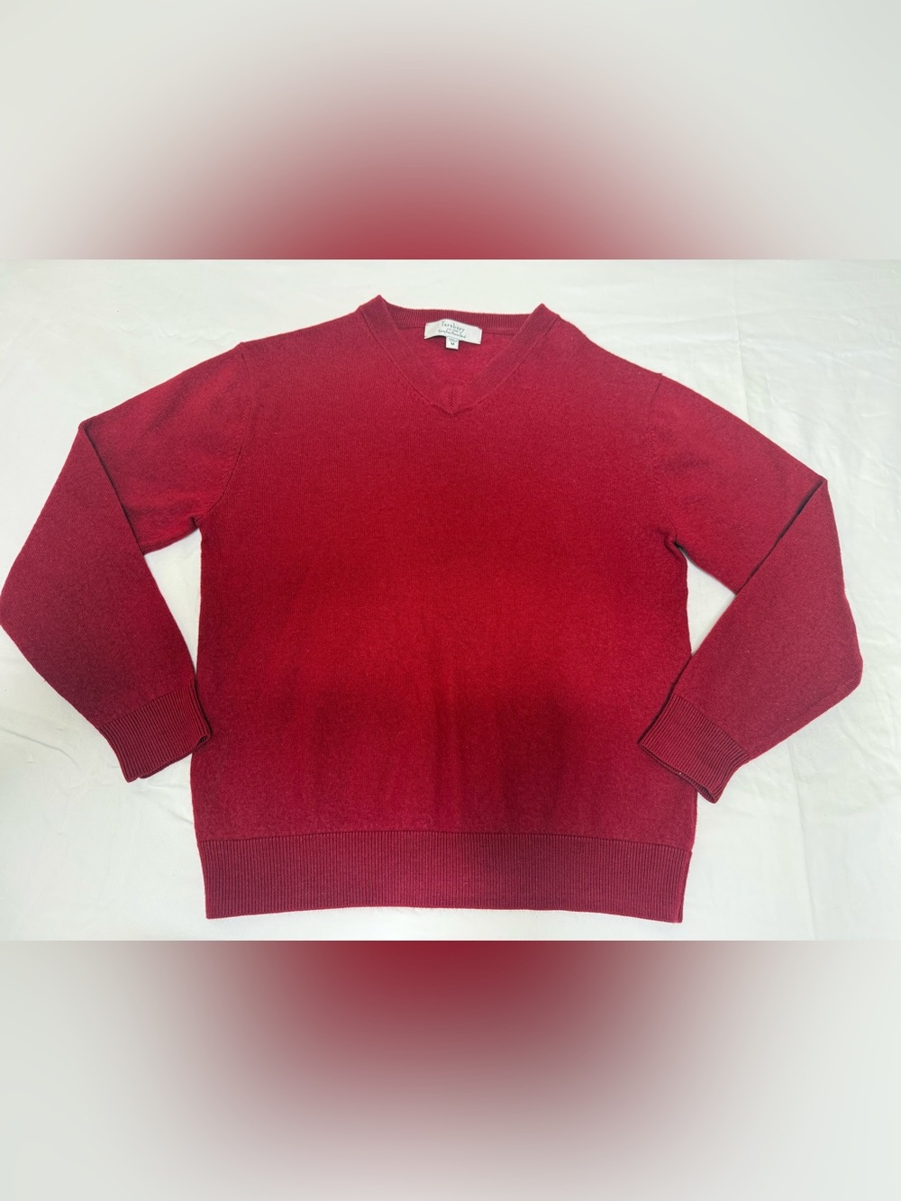 Turnbury Men’s M 100% Merino Wool Red V-Neck Sweater